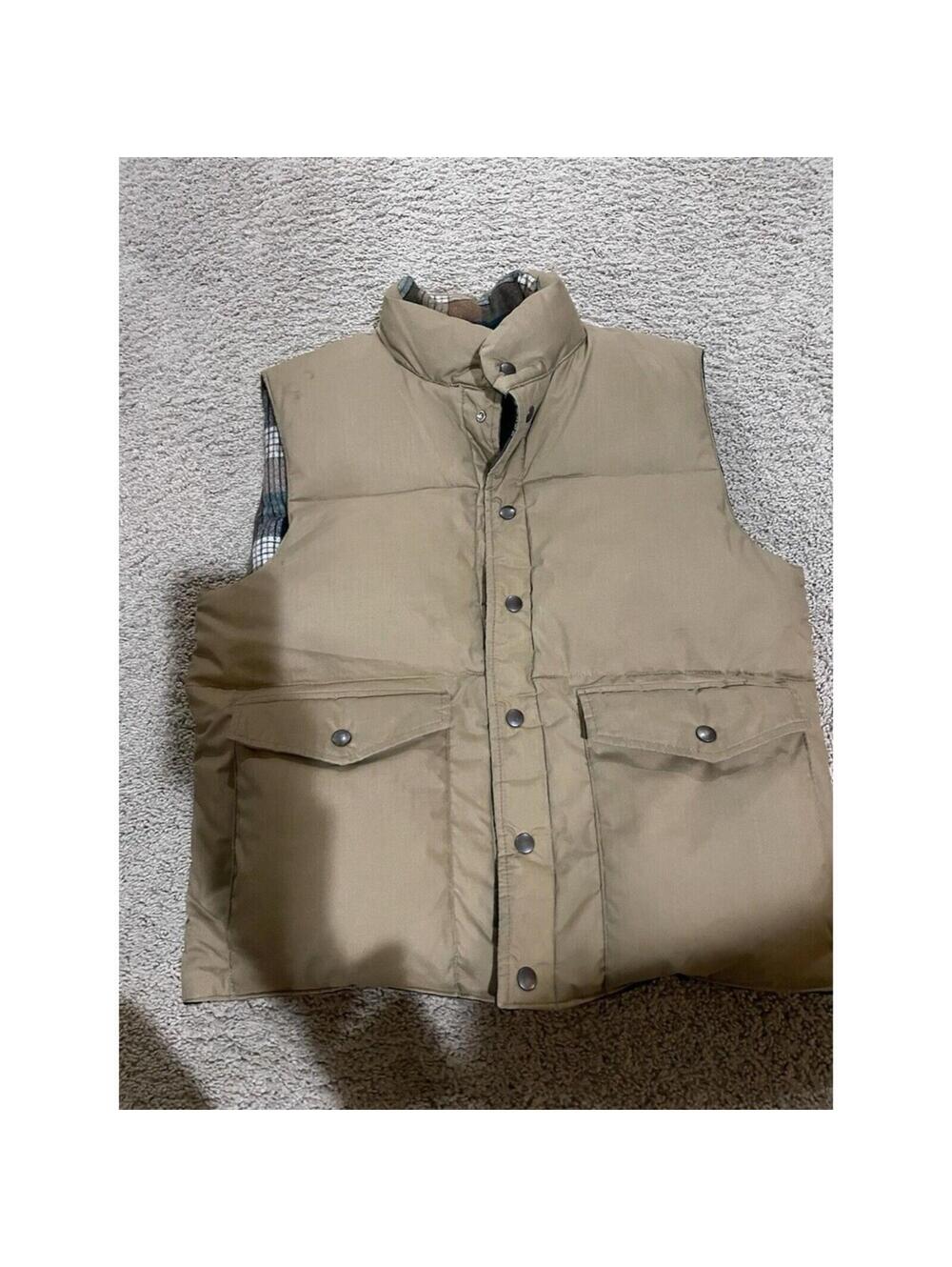 Men Gordon Ferguson Co Field & Stream Vest Brown Plaid Reversible Down Filled L